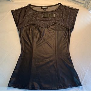 Bebe leatherette corset style sheer top